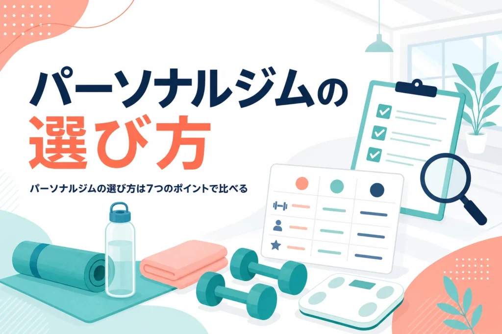 パーソナルジムの選び方と、失敗しないために比べる7つのポイントを紹介する記事のアイキャッチ