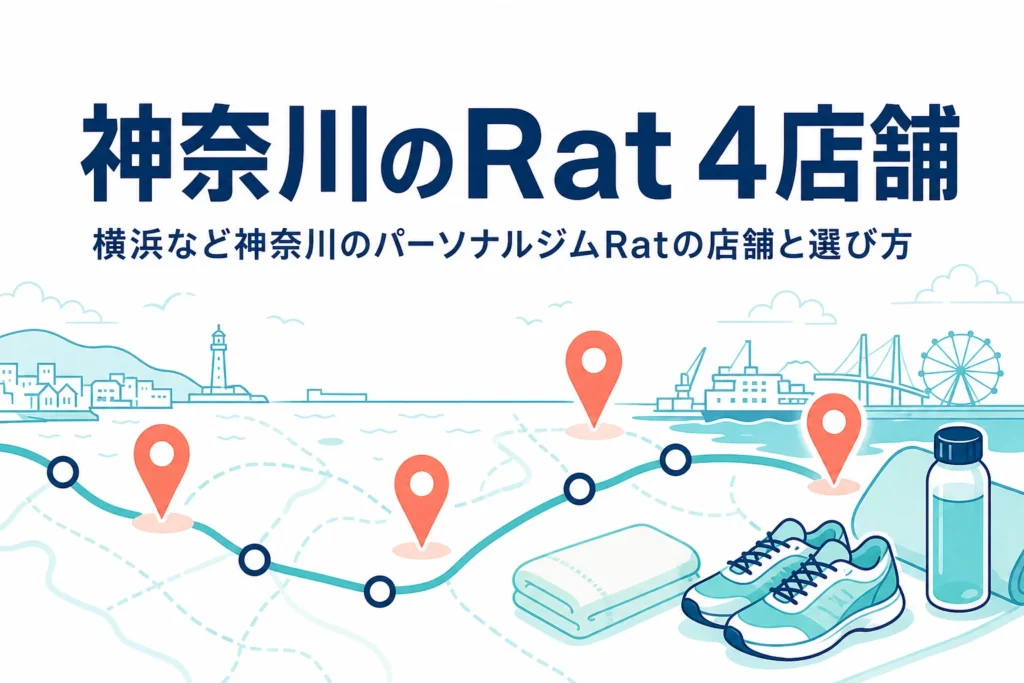 横浜など神奈川のパーソナルジムRatの店舗と選び方を紹介する記事のアイキャッチ
