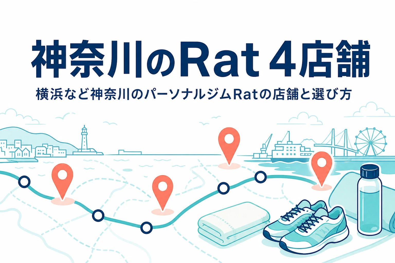 横浜など神奈川のパーソナルジムRatの店舗と選び方を紹介する記事のアイキャッチ
