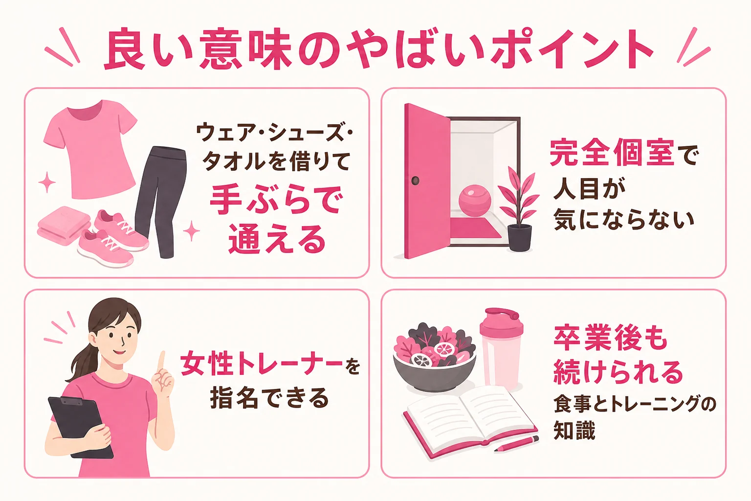 パーソナルジムRatが良い意味でやばいと言われるポイントを整理した図解